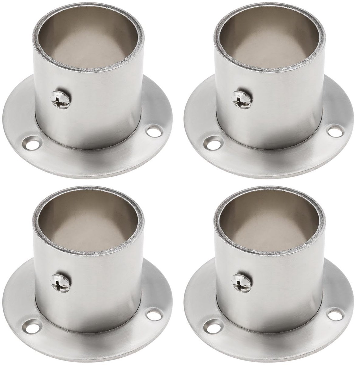 Dailygoods- Kledingstangsteun 4 Stuks - Roestvrij Staal - Flens Beugel - Voor Kledingstang