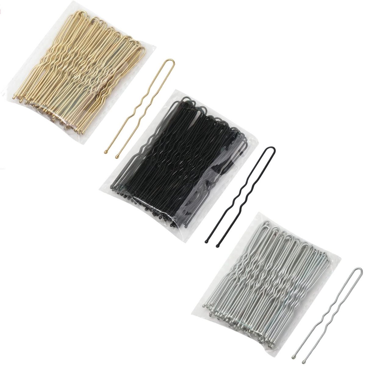 Dailygoods- Haarspelden 150 stuks - U-vormige Haarspeldjes - Styling Pin - Goud/Zilver/Zwart - Duurzaam Staal - Elegant Ontwerp