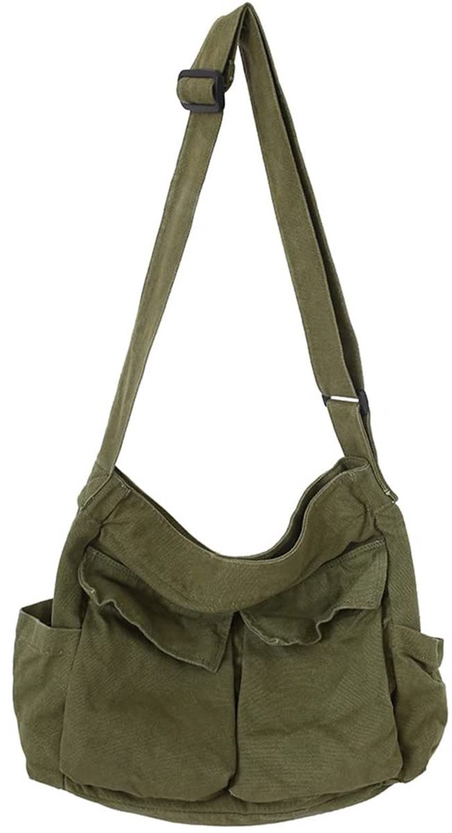 Dailygoods- Messenger Bag grote capaciteit - Hobo Crossbodytas - Canvas Schoudertas - Multi-pocket Ontwerp - Duurzaam - Slijtvast materiaal
