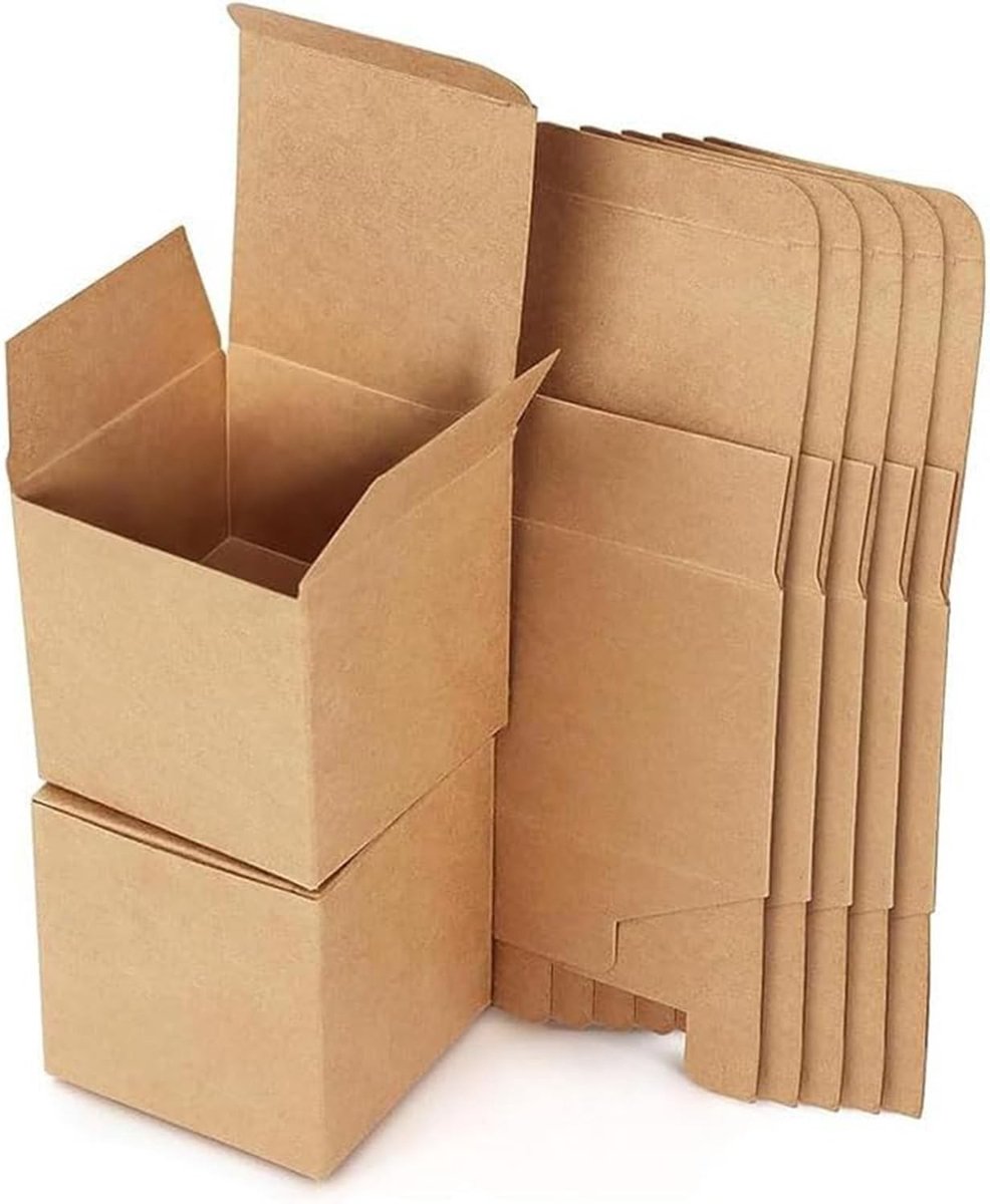 Dailygoods- Geschenkdozen met deksel - 15 stuks - Kraftpapier - Vierkant - 8 x 8 x 8 cm - Bruin - Duurzaam en opvouwbaar - Cadeaudozen