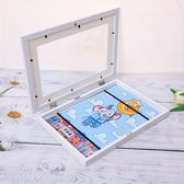 Cadre magnétique A4 interchangeable - Cadre photo en bois pour dessins d'enfants - Facilement interchangeable - Espace de rangement pour œuvres d'art - Décoration murale - Pour chambre d'enfant et espace de vie - Blanc - 33x24x3.2cm