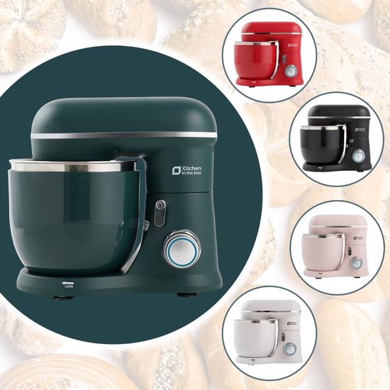 Keukenmachine - Standmixer Elektrisch - Bakken en Koken - Dubbele Mengkommen - 4.5L + 5L - Donkergroen — afbeelding 4
