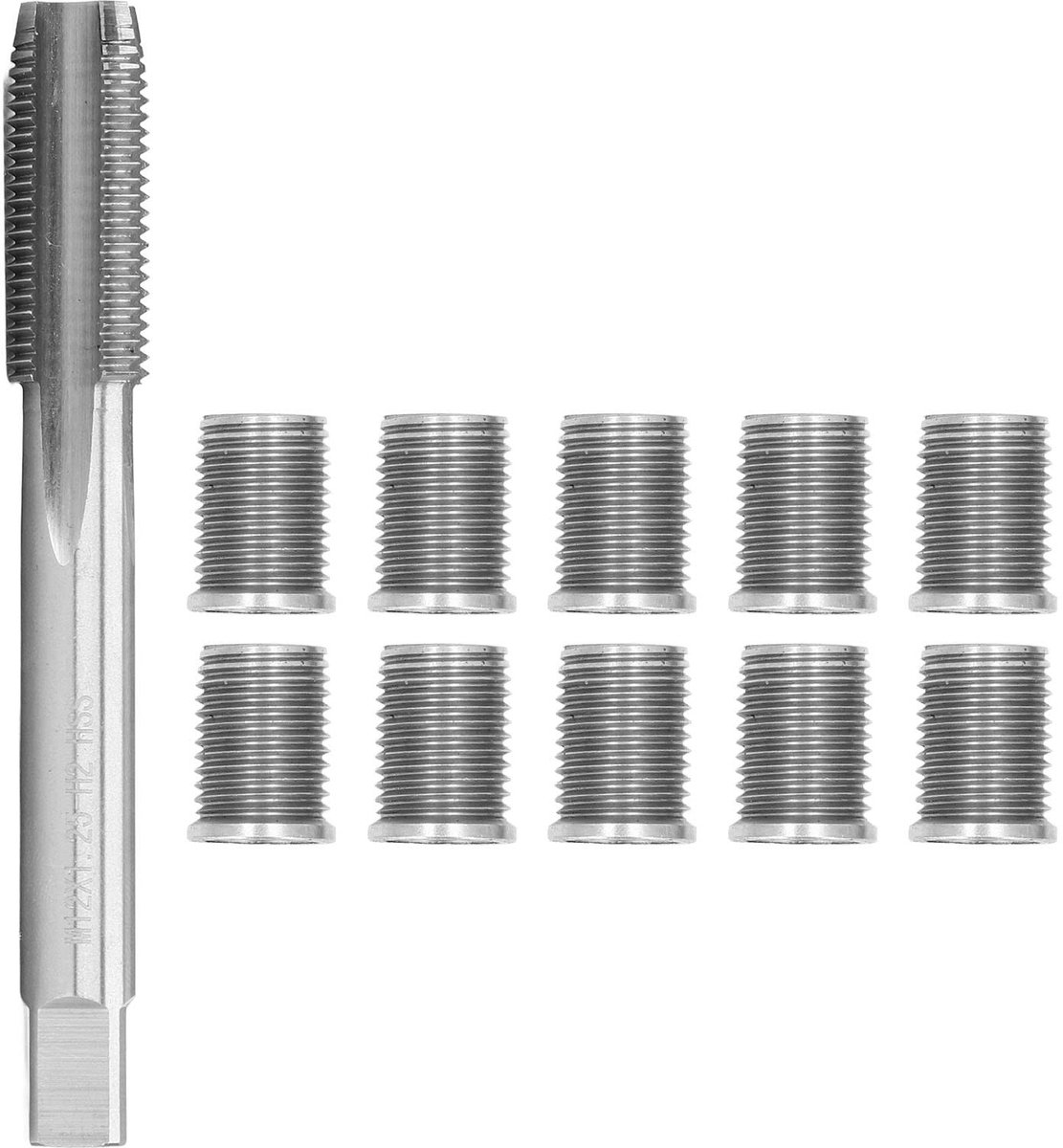Dailygoods- Bougieschroefdraadreparatiegereedschap - Bougiesleutel 14mm - Bougiedop 14mm - M10x1.25/M12x1.25 - Roestvrij Staal - Efficiënt Onderhoud - Schroefdraadreparatie