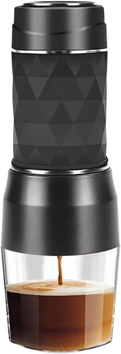 Draagbaar Koffiezetapparaat - Mini Koffiemaker - Reizen en Kamperen - Handpers Extractie - 100 ml Capaciteit - Zwart