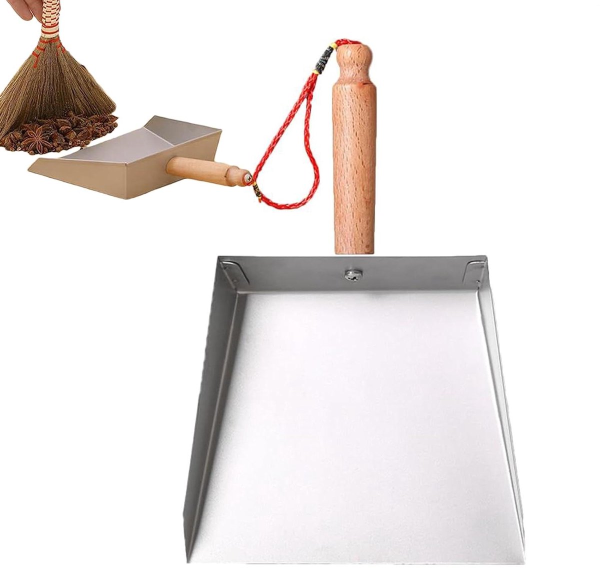 Roestvrijstalen Stofblik - Hand Stoffer Metaal - Kleine Ruimtes Schoonmaken - Brede Opening Dunne Rand - 23 x 15 cm