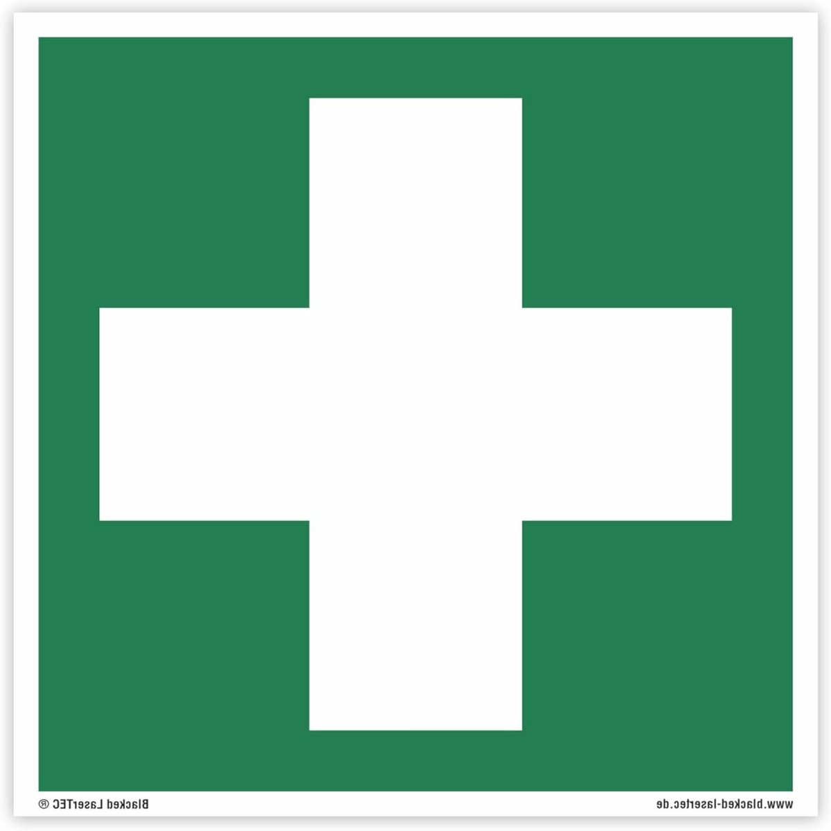 Reddingsteken EHBO - Veiligheidssticker EHBO - Veiligheid Aangeven - DIN EN ISO 7010 - 100 x 100 mm - Wit
