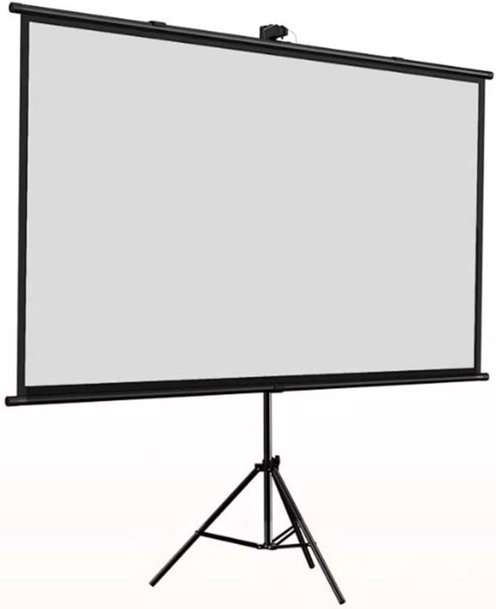 Projectiescherm met Statief - Draagbaar Filmscherm - Thuisbioscoop Maken - Oprolbaar Glasvezel - 60 Inch 16:9 - Wit
