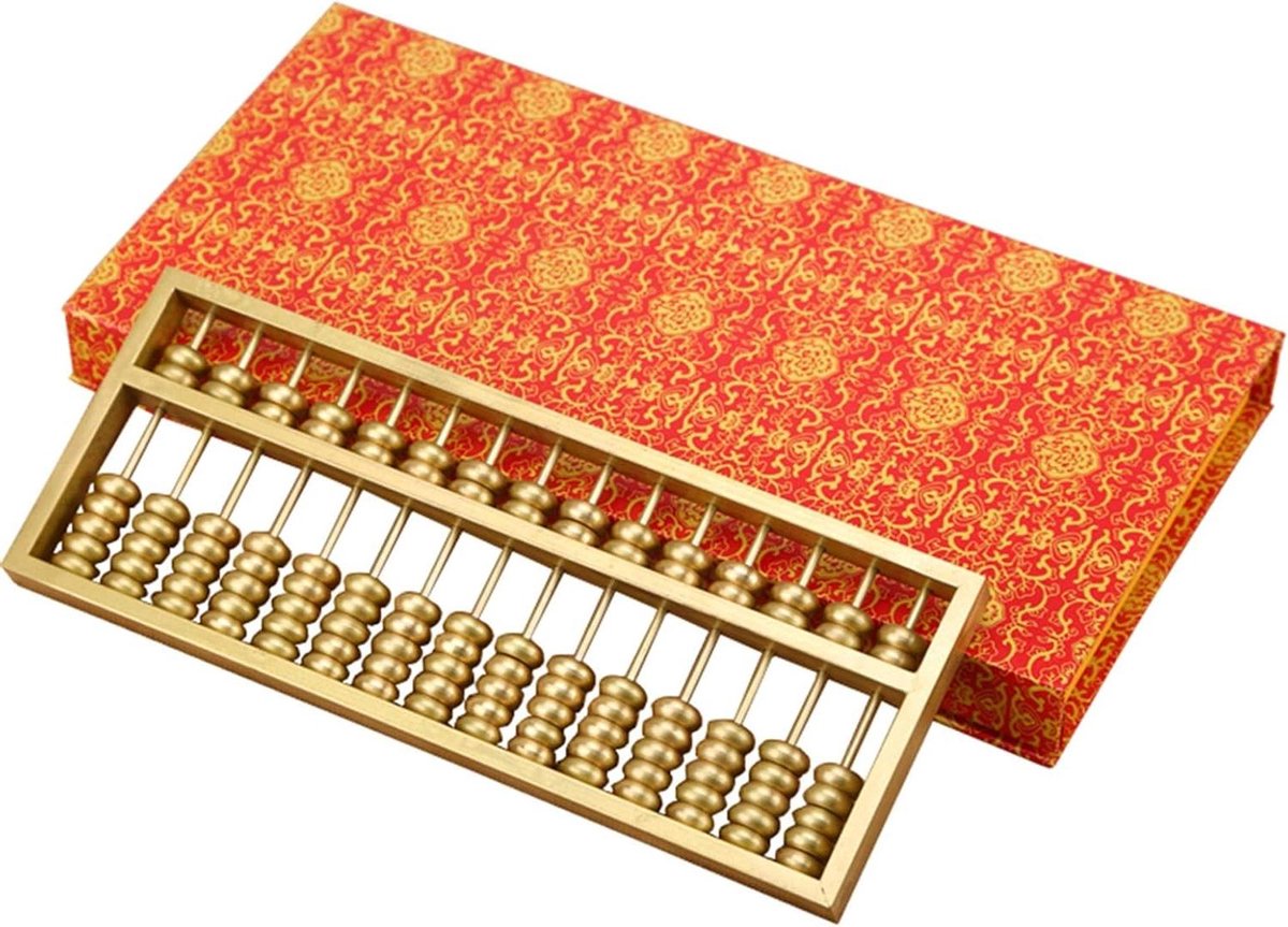 Telraam Koper - Abacus Rekenrek - Wiskunde Leren - Traditioneel Rekeninstrument - 25.5 x 10 cm - Geel