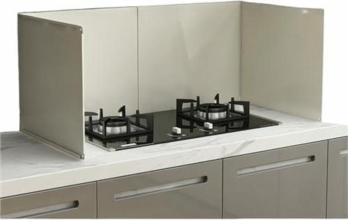 Spatbescherming Kookplaat Vetvanger Keuken Koken Schoonhouden Opvouwbaar 4 Panelen 80 cm Breed Zilverkleurig
