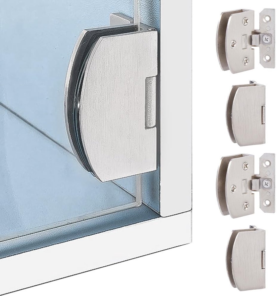 Dailygoods- Deurscharnieren Boorvrij - Zinklegering - Frameloos Glas - Aanpasbaar - 25 kg Belasting - 46,5 x 56 x 29 mm - Glazenscharnieren
