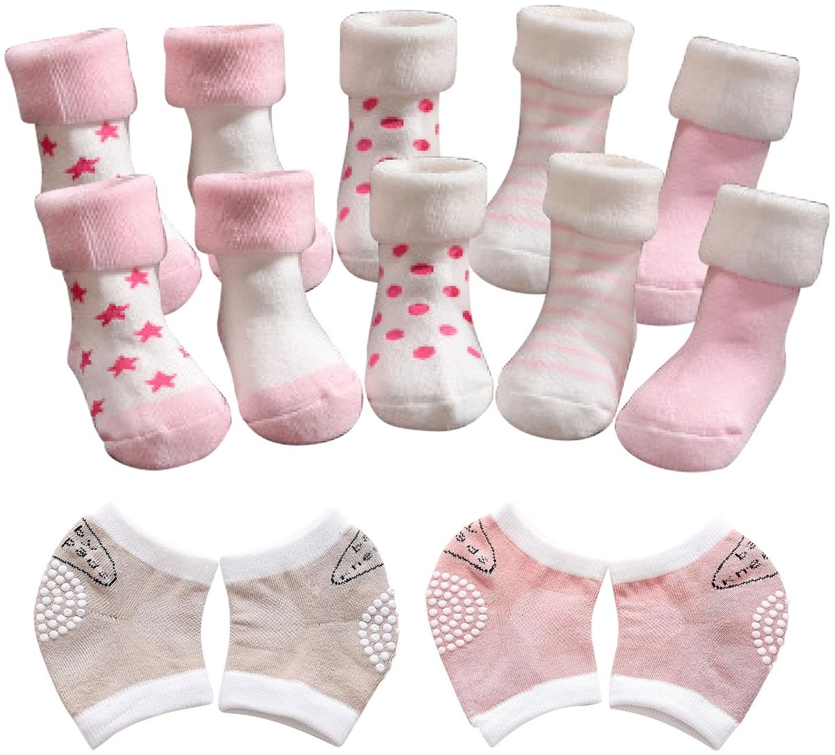 Dailygoods- Babysokken 5 Paar - Thermo-katoen - Antislip - Zacht - Comfortabel - Geschikt voor 1-3 Jaar - Peutersokken