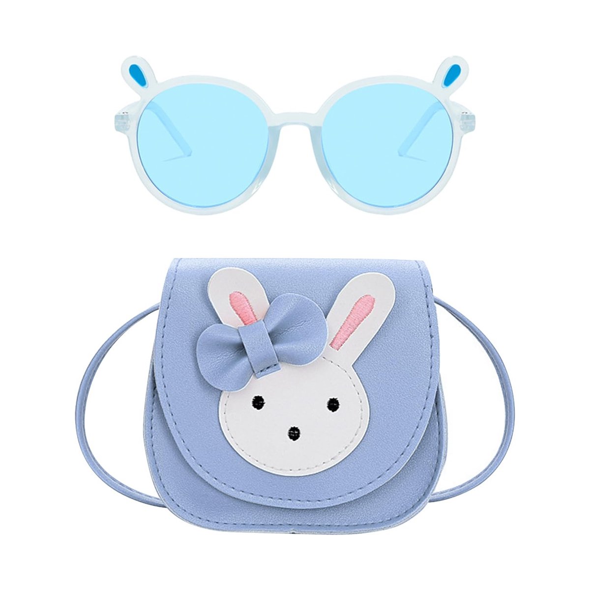 Dailygoods- Kindertas Blauw - Schoudertas - Dierenschoudertas - Inclusief Kinderzonnebril - Lichtgewicht - Duurzaam - Afmetingen 13 x 12 x 4 cm - Kinderrugzak