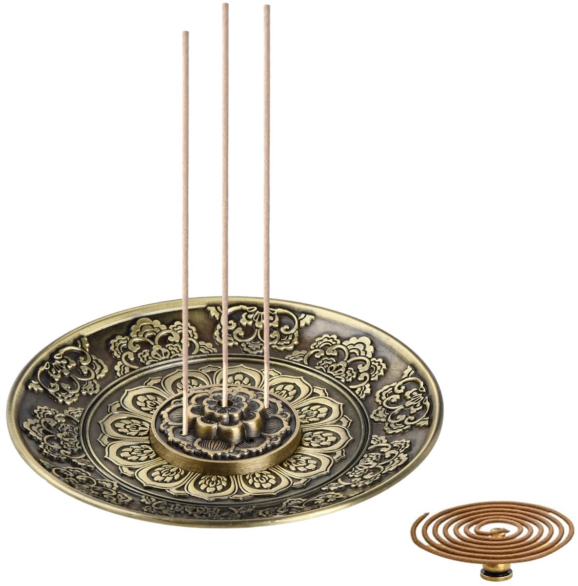 Dailygoods- Wierookhouder Brons - Wierook Brander - 5-gaats Wierook Plug - Zinklegering/Messing - Meditatie/Yoga - Duurzaam Design - Wierookbrander