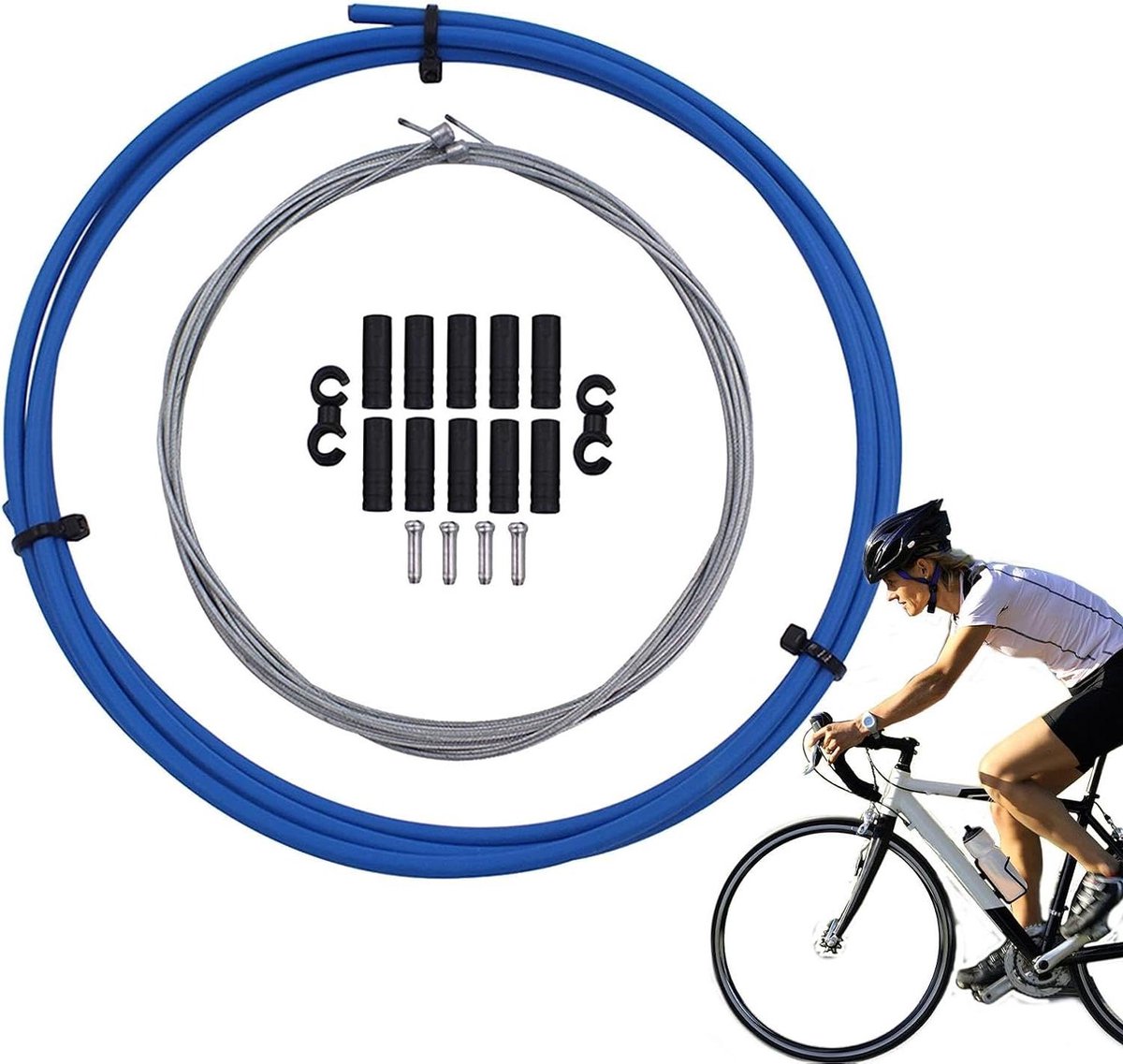 Fietskabels Schakelset - Derailleur Kabels - Fiets Reparatie - Hitte- en Roestbestendig - 2 Meter Buis - Blauw