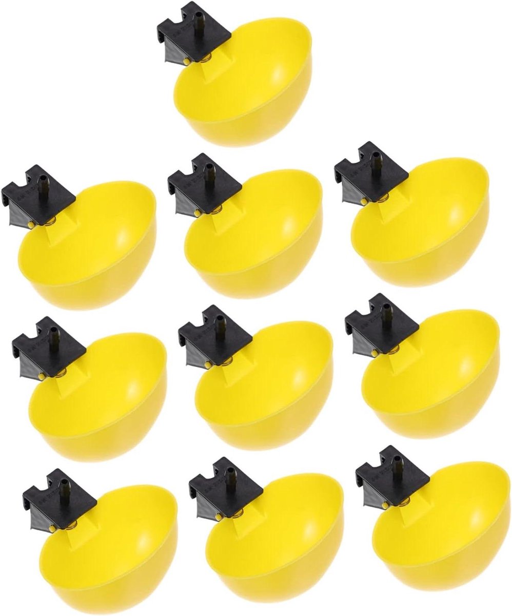 Automatische Waterhouder - Drinkbak Kippen Duiven - Pluimvee Voeden - Afneembare Functie - 10 stuks - Geel