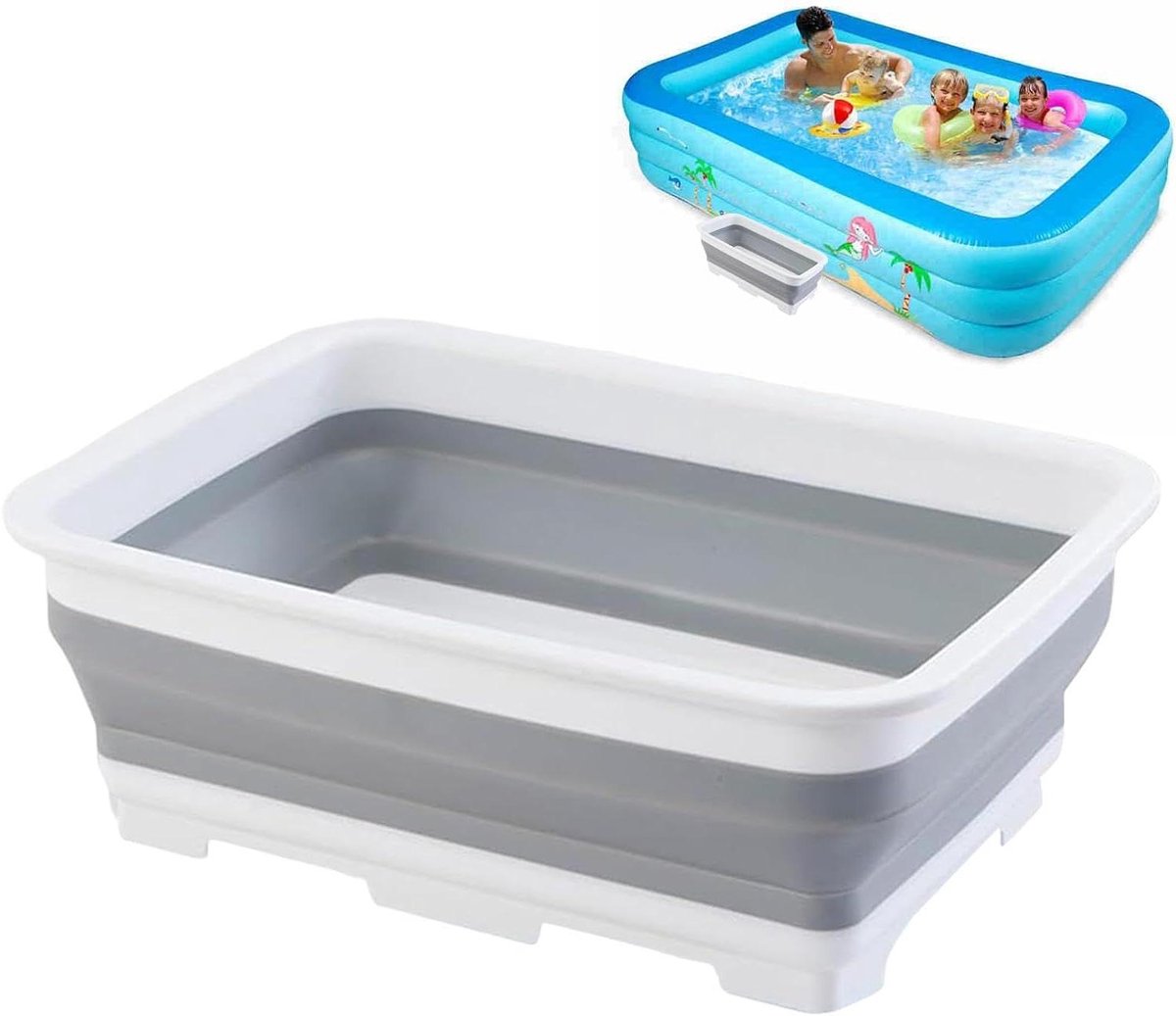 Opvouwbaar Voetenbad - Weekbak Tobbe - Voeten Reinigen - Compact En Draagbaar - 37x27x11.8cm - Grijs