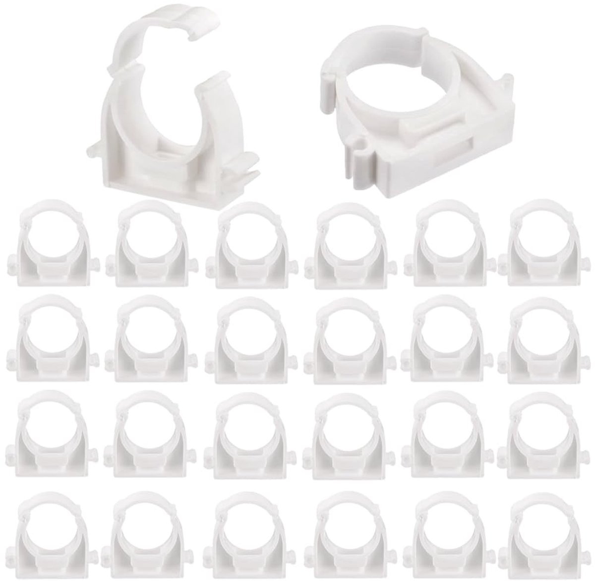 Dailygoods- Buisclip - PVC - Set van 30 - Binnen Diameter 20 mm - Voor Zwembad/Pond/Wasmachine - Wit - Duurzaam - Pijpenklem