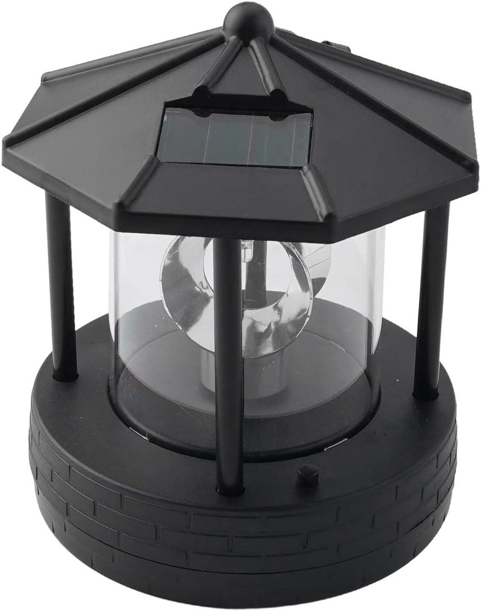 Vuurtoren Tuinlamp - Buitenlamp Solar - Tuin Decoratie - 360 Graden Draaibaar - 17.5 cm Ho