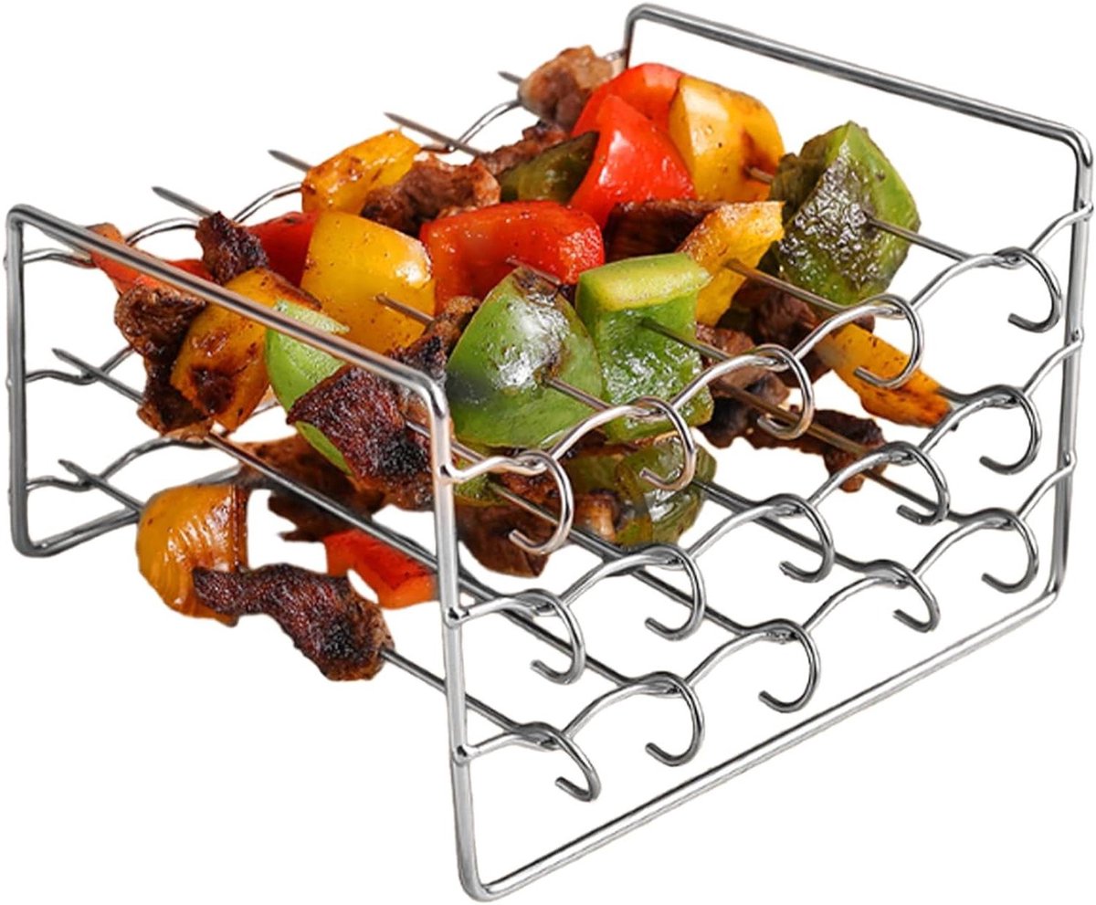 Luchtfriteuse Rooster Vierkante Houder Gelijkmatig Koken Roestvrij Staal 15 x 11.5 x 10 cm Zilverkleurig