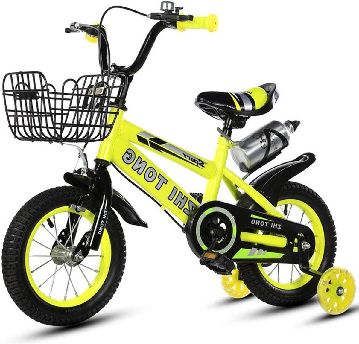 Kinderfiets Loopfiets Leren Fietsen Dubbele Remmen 12 inch Geel