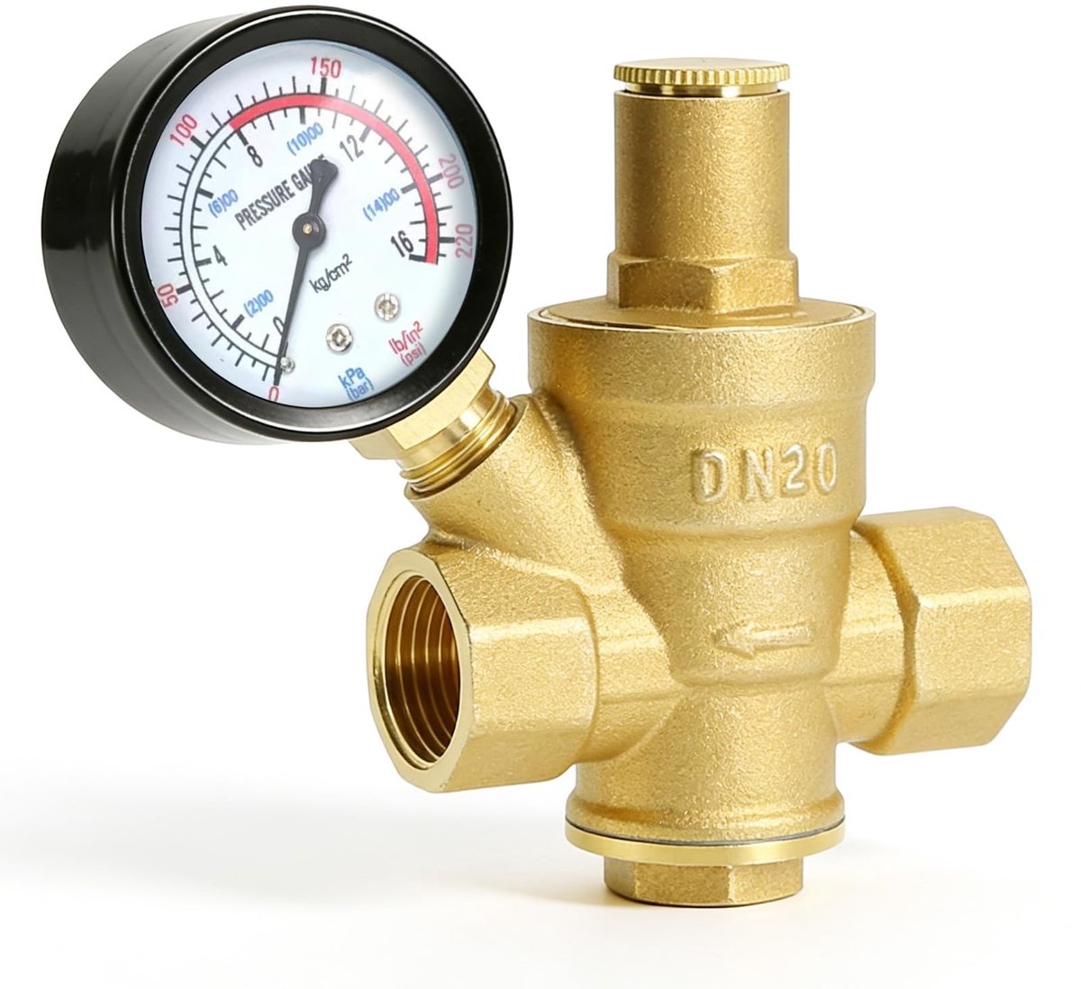 Dailygoods - Cosensi - Dailygoods - Dailygoody - Waterdrukregelaar - 3/4 inch DN20 - Verstelbare Drukmeter tot 1.6 MPa - Voor Tuin en Irrigatie - Eenvoudige Installatie - Geschikt v