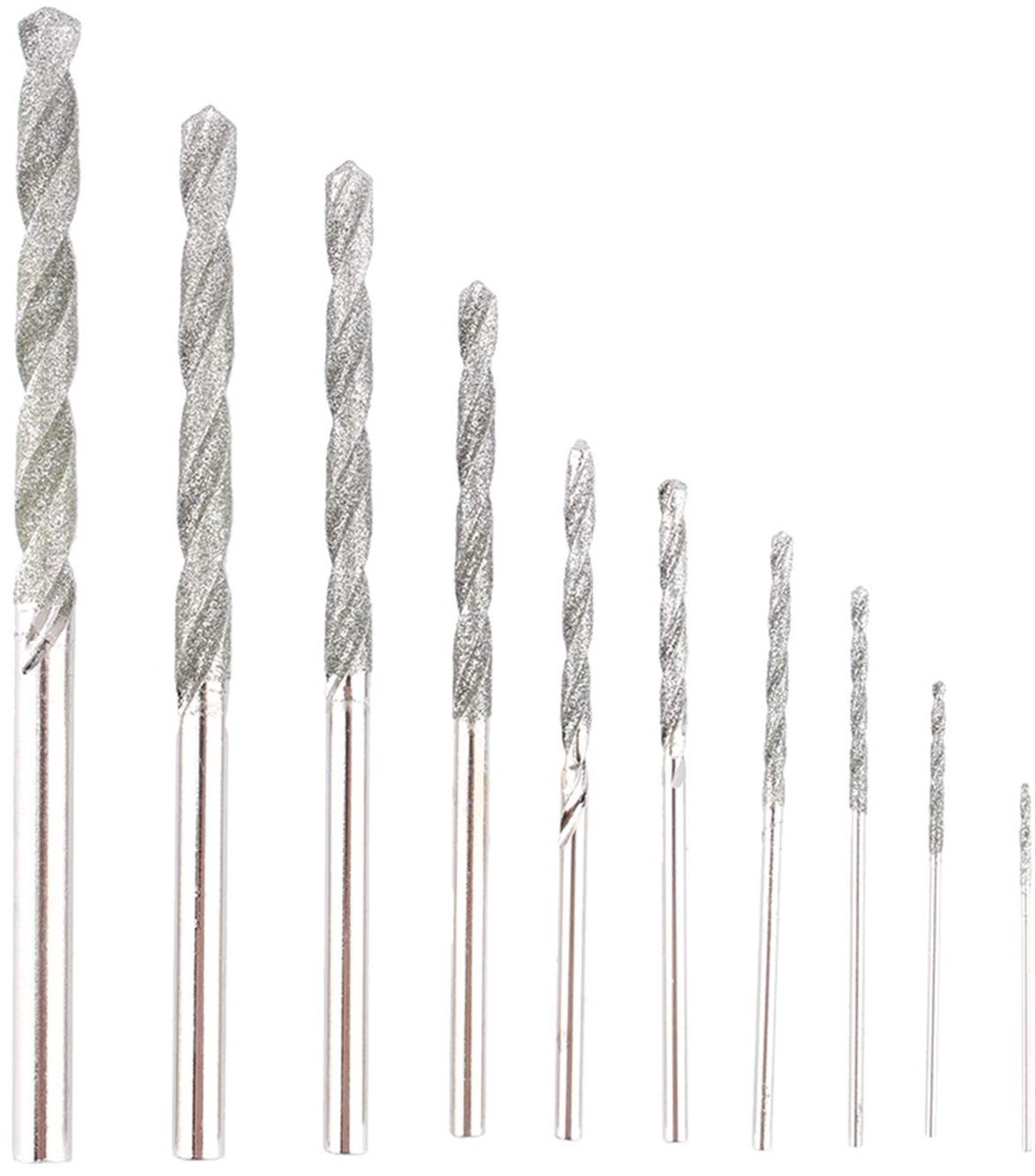 Dailygoods - Dailygoody - Steenborenset - Diamantpuntboor - Duurzaam en sterk - 10-delige set - Voor tegelglastegelsieraden - Geschikt voor hobby en professioneel