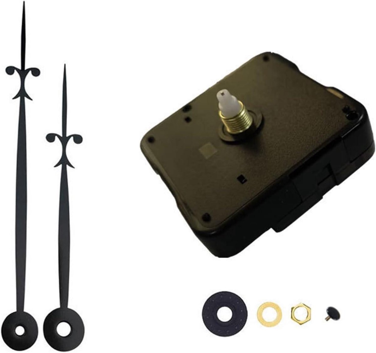Klok Mechanisme Set - Onderdelen Klokreparatie - Klok Maken - Lange Schacht - 13 mm Schacht - Zwart