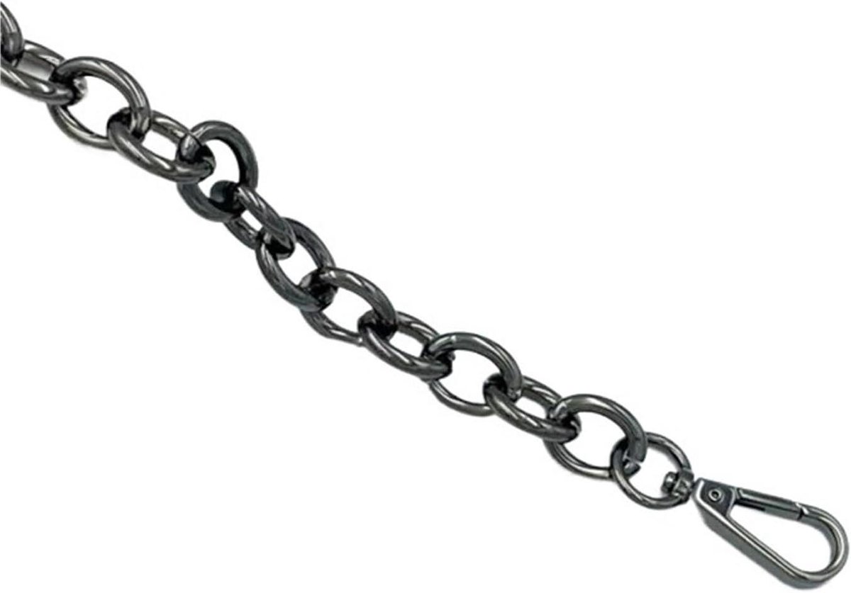 Tassenketting O-vorm - Vervangende handgrepen - Tas personaliseren - Fijn gepolijst metaal - 60 cm - Zwart