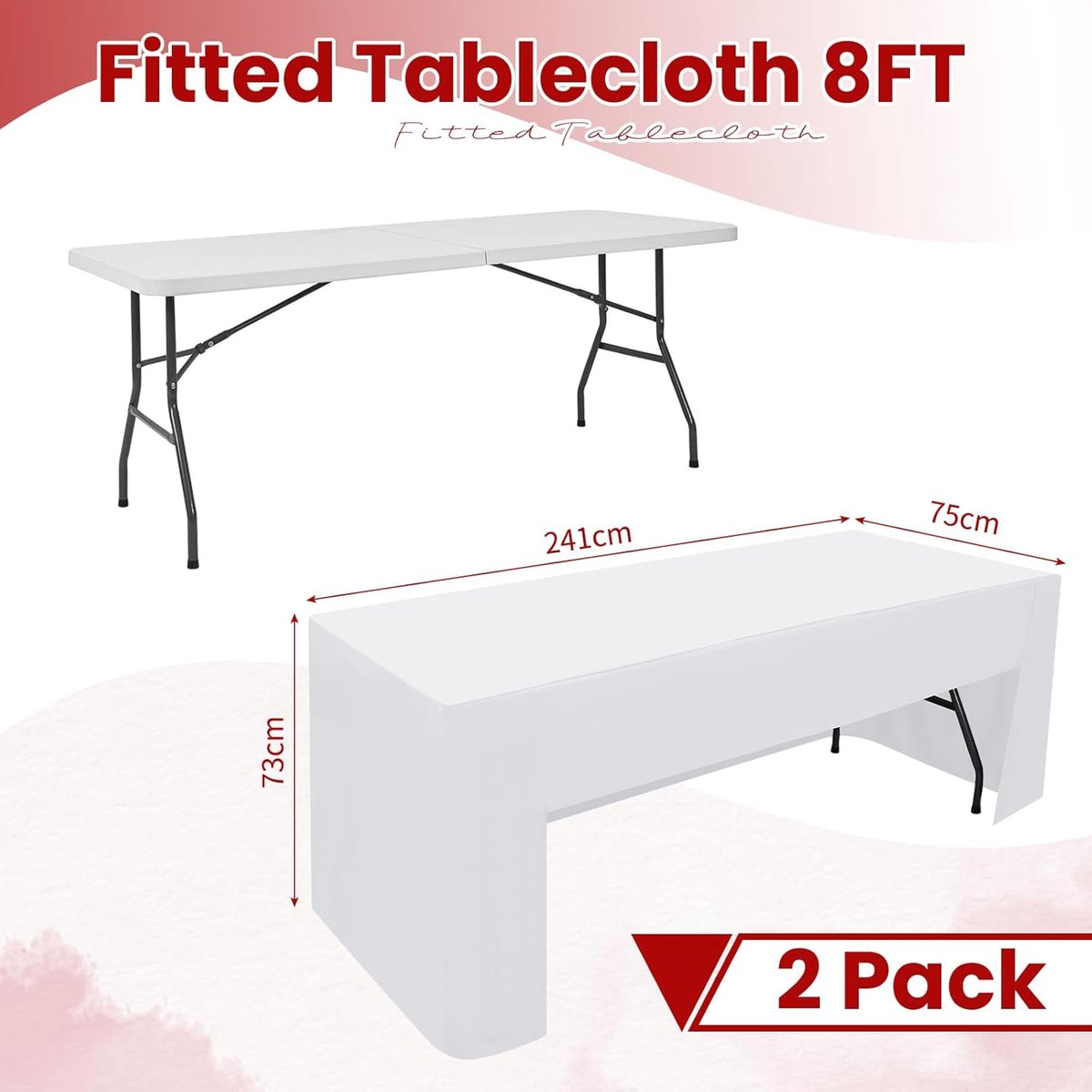 Tafelkleden Set - Decoratie Hoezen - Evenementen Organiseren - Open Achterkant - 2x 8ft - Wit