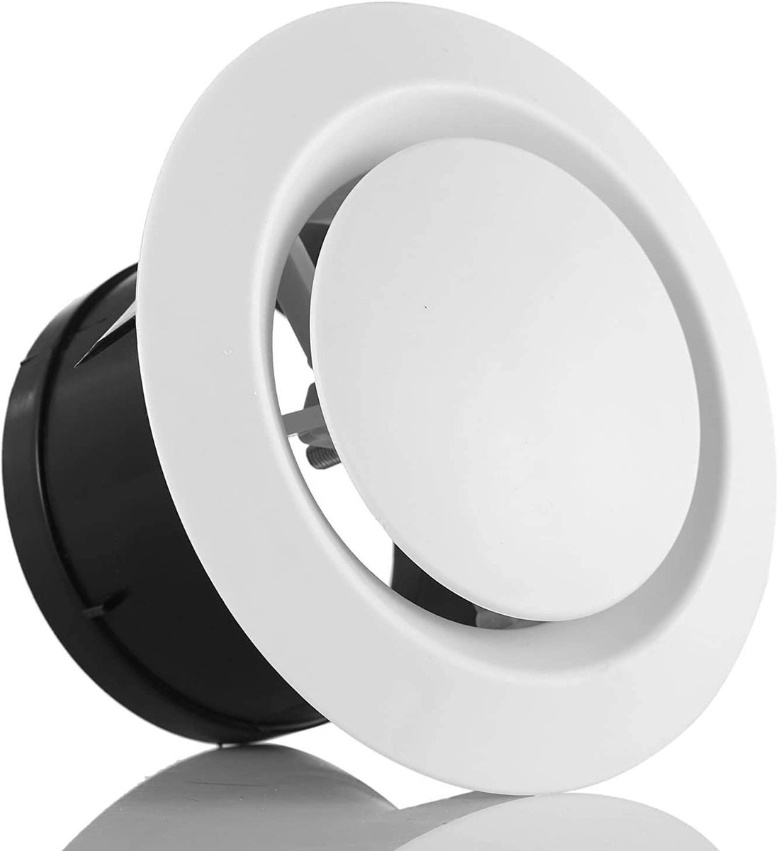 125mm Ventilatieklep met Witte Plaat - Verstelbare Disc Ventilator voor Keuken, Badkamer en HVAC Systemen, Ideaal voor Plafond en Afvoerbuizen