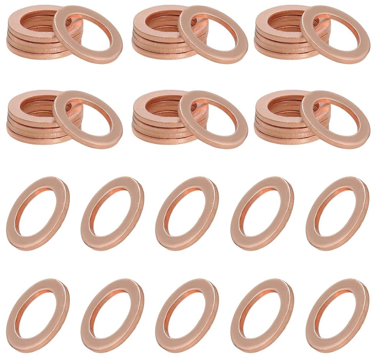 Assortiment van 20 Stuks M18 x 24 x 1.5 Koperen Sealing Ringen voor Oliedrainplug en Vloeistofdichtingen