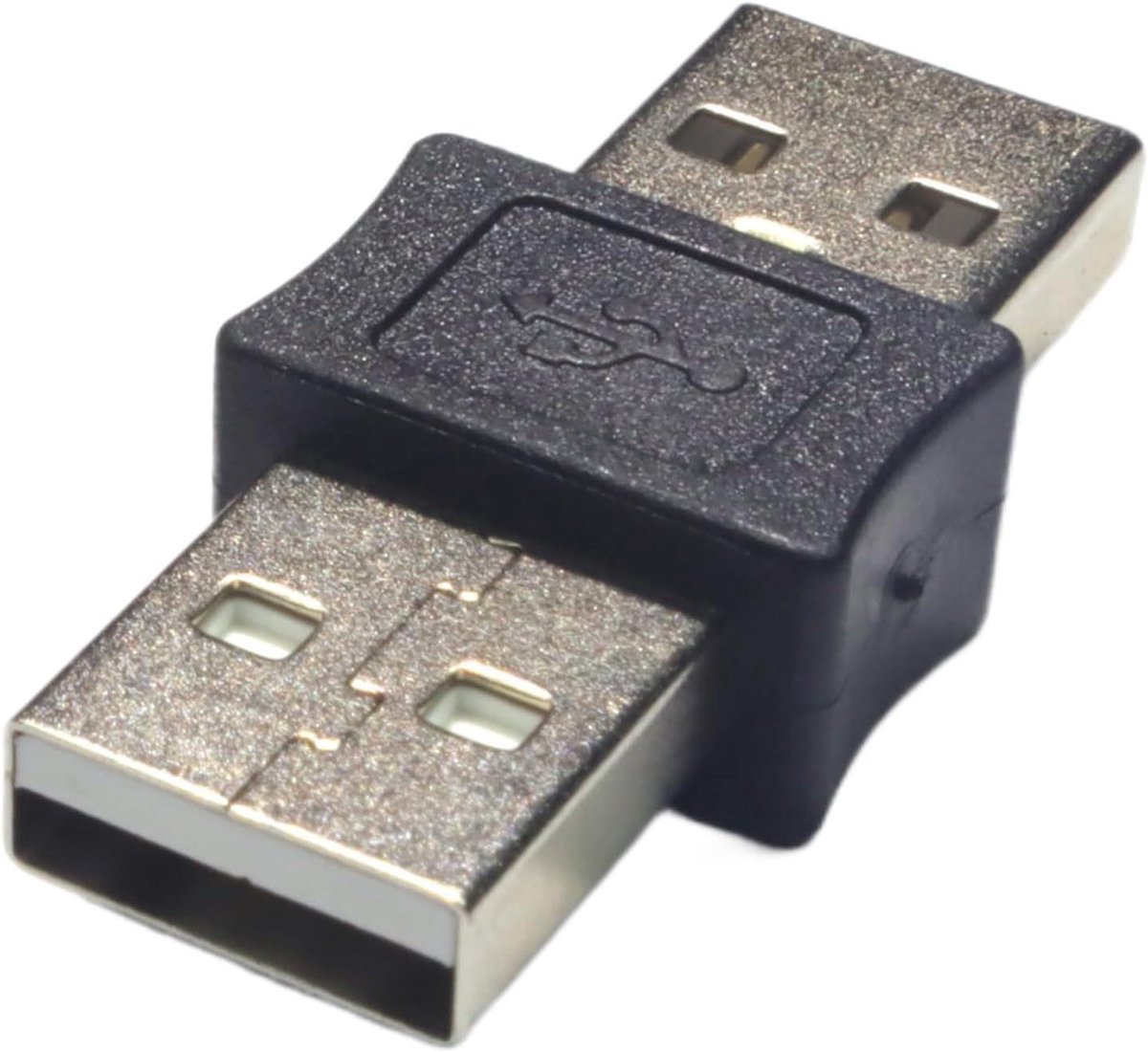 USB Adapter Koppeling - Rechte Connector - Poort Uitbreiding - Gestroomlijnd Kabelbeheer - 6 x 3 x 2 cm - Zwart
