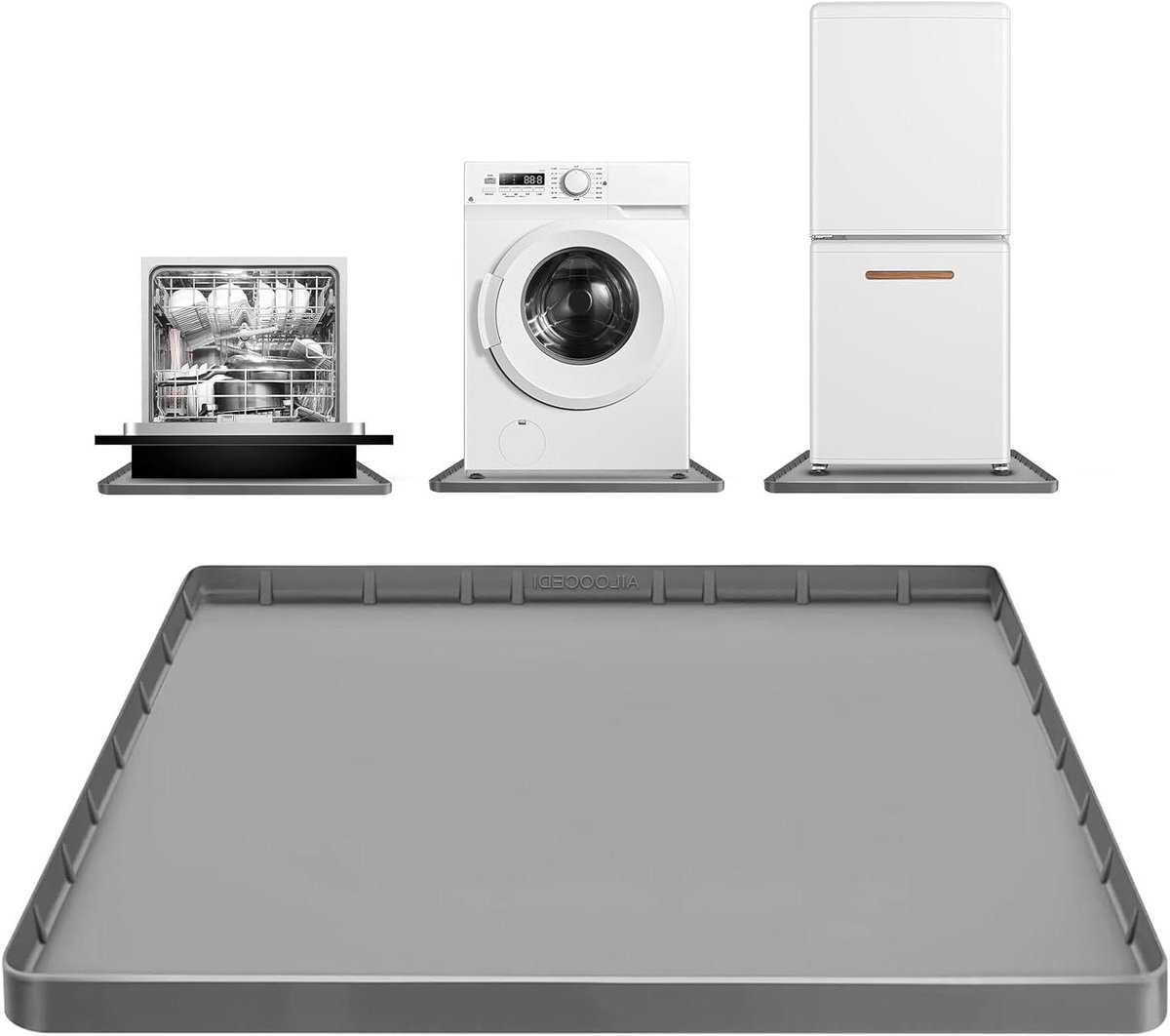Wasmachine Pan - Onderlegger Apparaat - Vloer Beschermen - Verhoogde Rand - 76 x 71 cm - Grijs