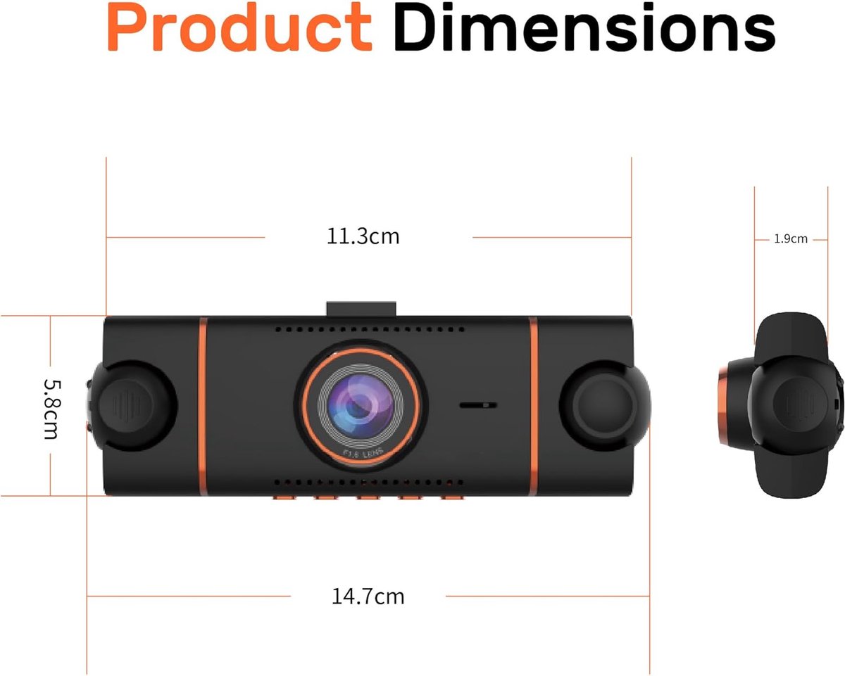 Dashcam Auto - Autocamera Panoramisch - Veilig Rijden - Vierkanaals 360° Zicht - 32GB Inclusief - Zwart – foto 7