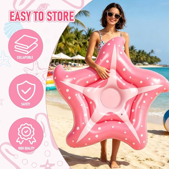 Opblaasbare Matras - Zeester Luchtbed - Ontspannen in Water - Uniek Vormgegeven - 140 cm - Roze — afbeelding 3