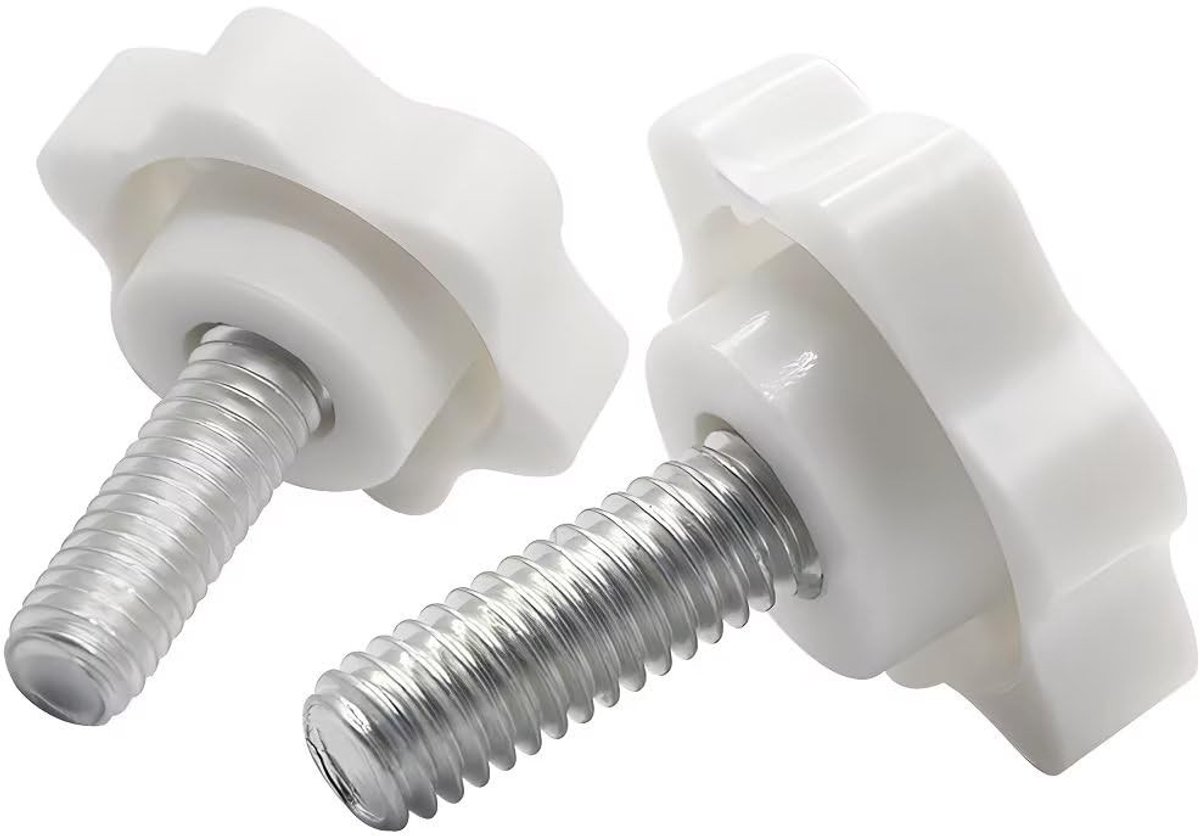 Cosensi - Dailygoods - Dailygoody - kartelschroef stergreep schroef - M6x8mm - wit kunststof - vleugelschroef - 10 stuks - geschikt voor mechanische apparaten