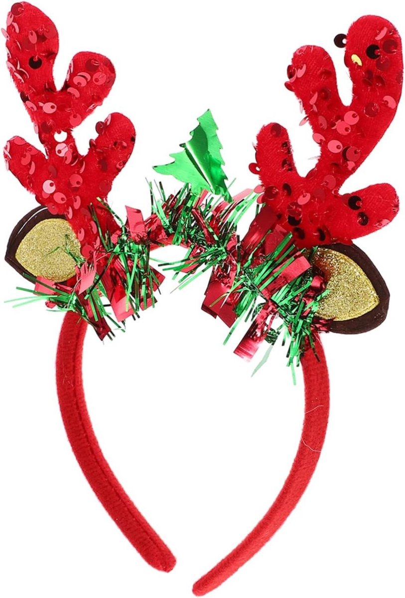 Kerst Haarband - Feest Accessoire - Foto Prop - Uniek Gewei Ontwerp - 22 x 175 cm - Rood