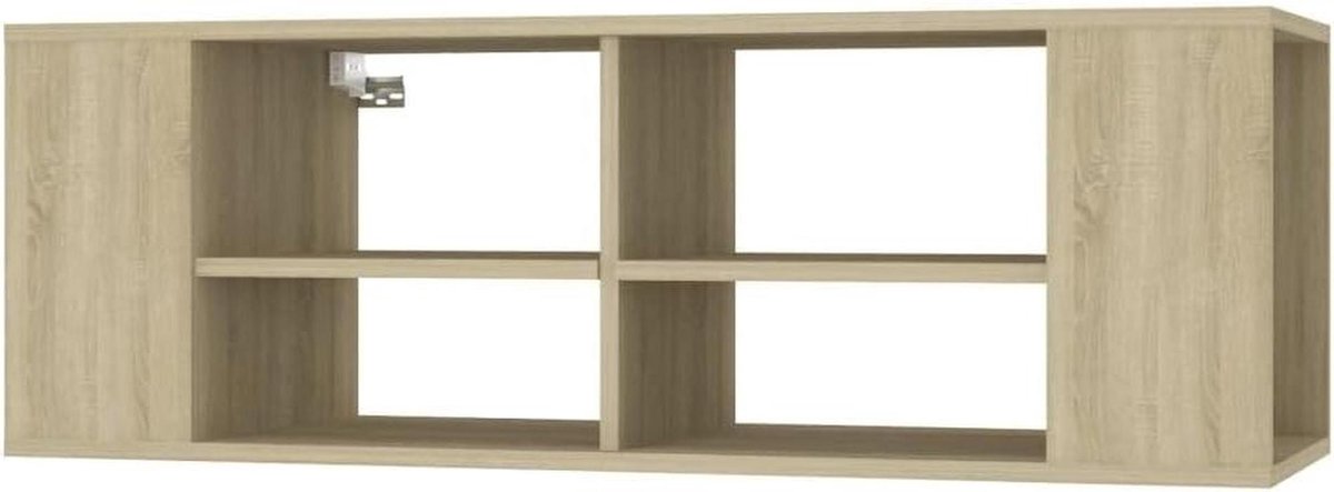 TV-wandkast Sonoma eiken 102x35x35 cm, hangende tv-kast van hout met verstelbare planken e