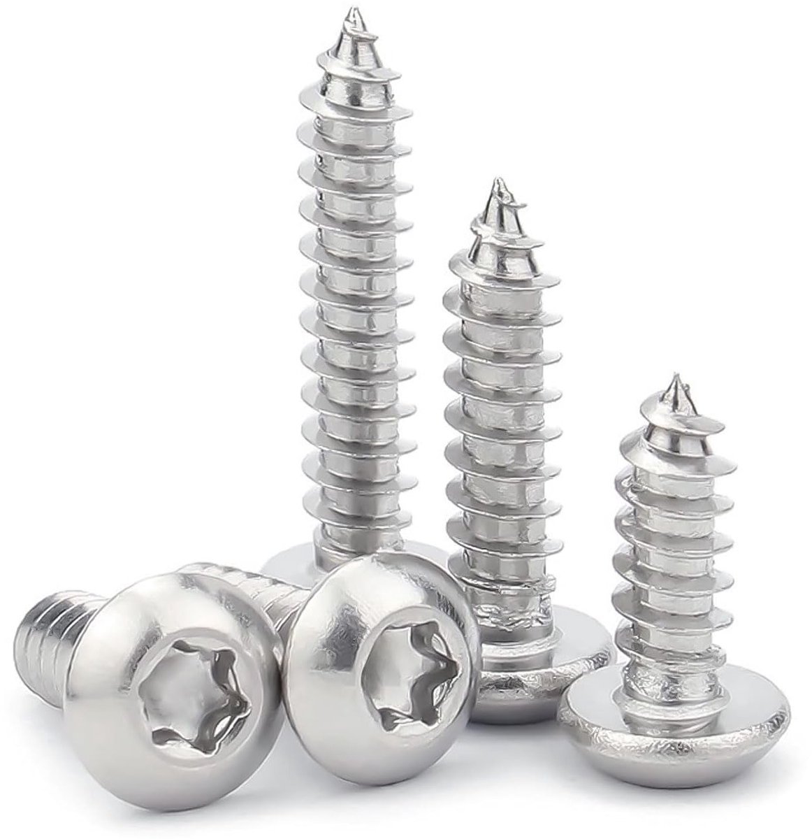 50 Stuks M4 x 12mm Zelftappende Schroeven met Ronde Kop, RVS Platen- en Houtschroeven, Volledige Draad en Torx Aandrijving