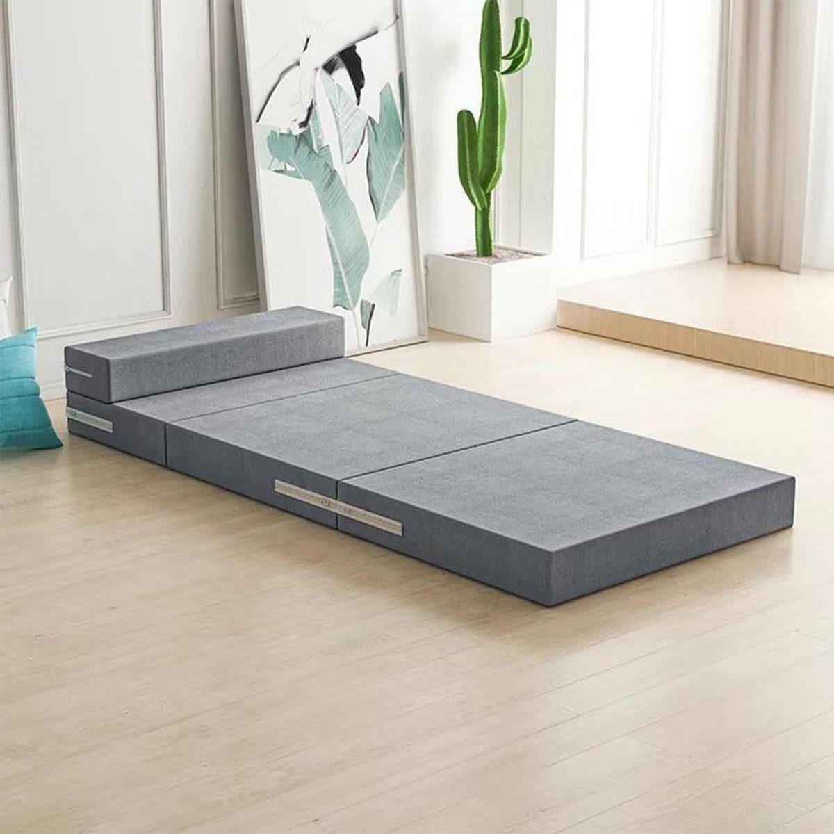 Opvouwbare Matras - Gastenbed Vloerbed - Kamperen Reizen - Drie Posities - 200 x 90 cm - Grijs