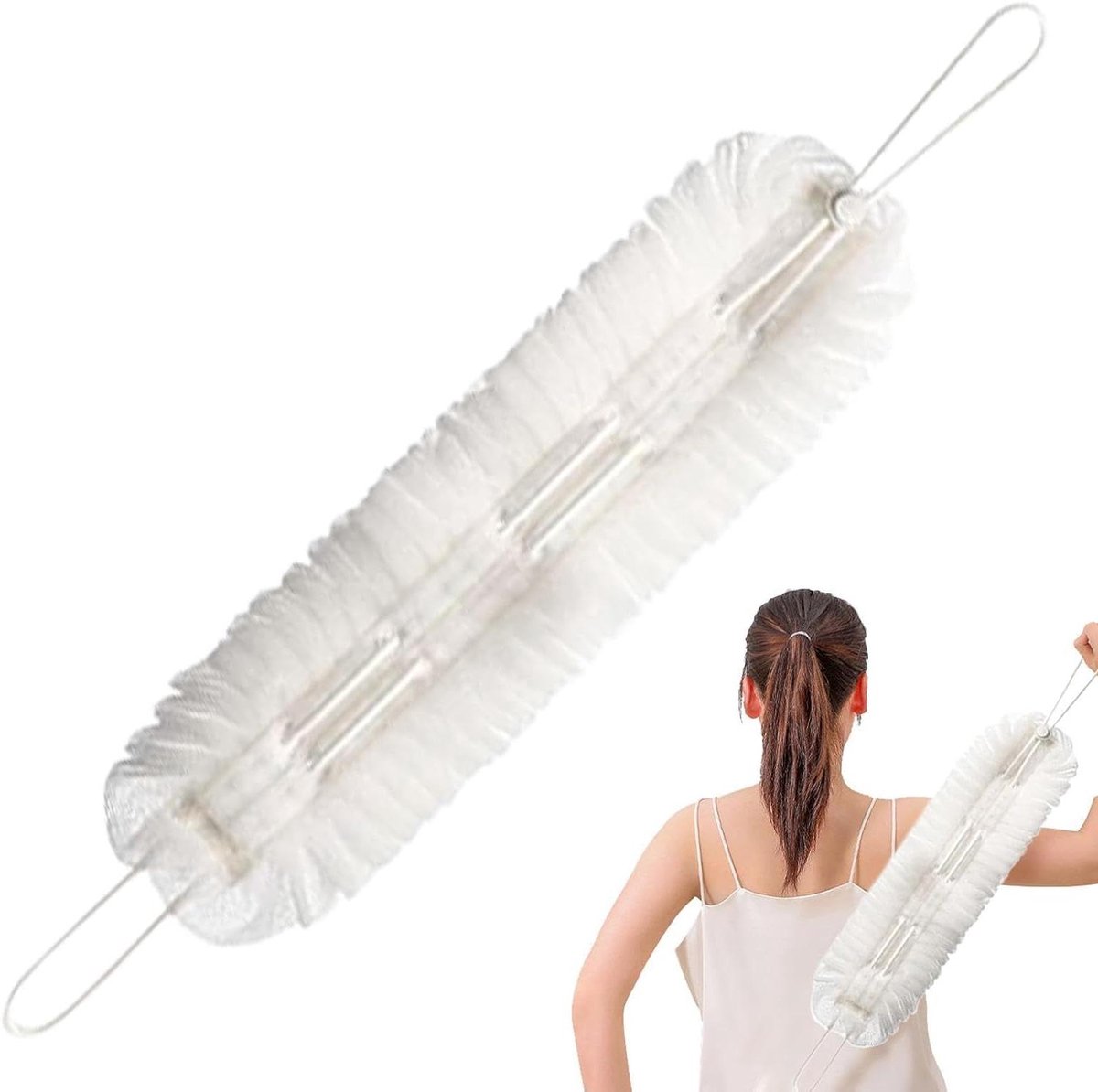 Rugwasmachine Douche - Bad Spons - Dode Huid Verwijderen - Dubbele Badgemak - 49 cm Lengte - Grijs