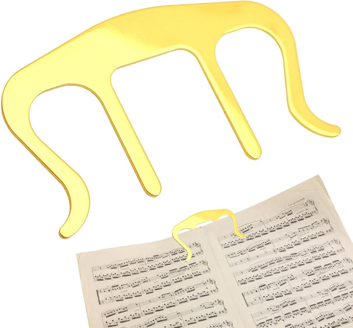 Muziekboek clip - Paginahouder - Handsfree spelen - Stevig metaal - 12x6x1 cm - Goud