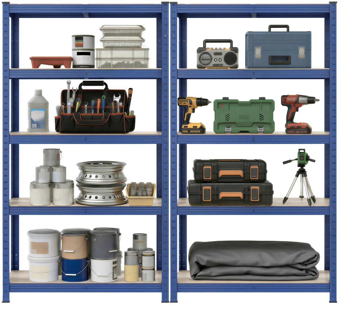 SONGMICS - Stellingkast - Opbergrek - Set van 2 - Metalen Frame - Verstelbare - Max 875 kg per