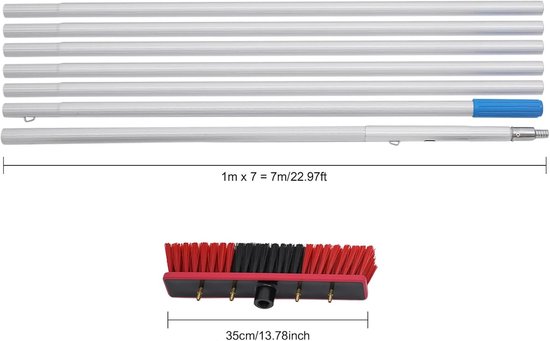Reinigingsset Zonnepanelen - Raamwasser Telescoop - Hoog Schoonmaken - Lange Telescoopsteel - 8 Meter Bereik - Zilver Rood — afbeelding 5