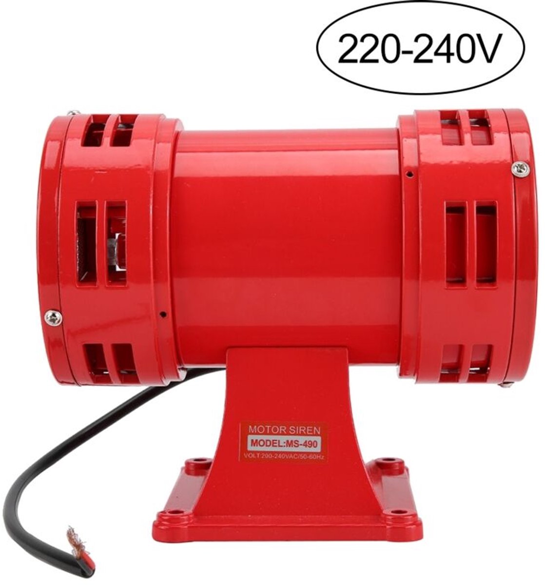 – Elektrisch alarm van 150 dB – Voeding van 220-240 volt – Hogesnelheidsmotor van 10.000 tpm – Geschikt voor industriële beveiligingssystemen