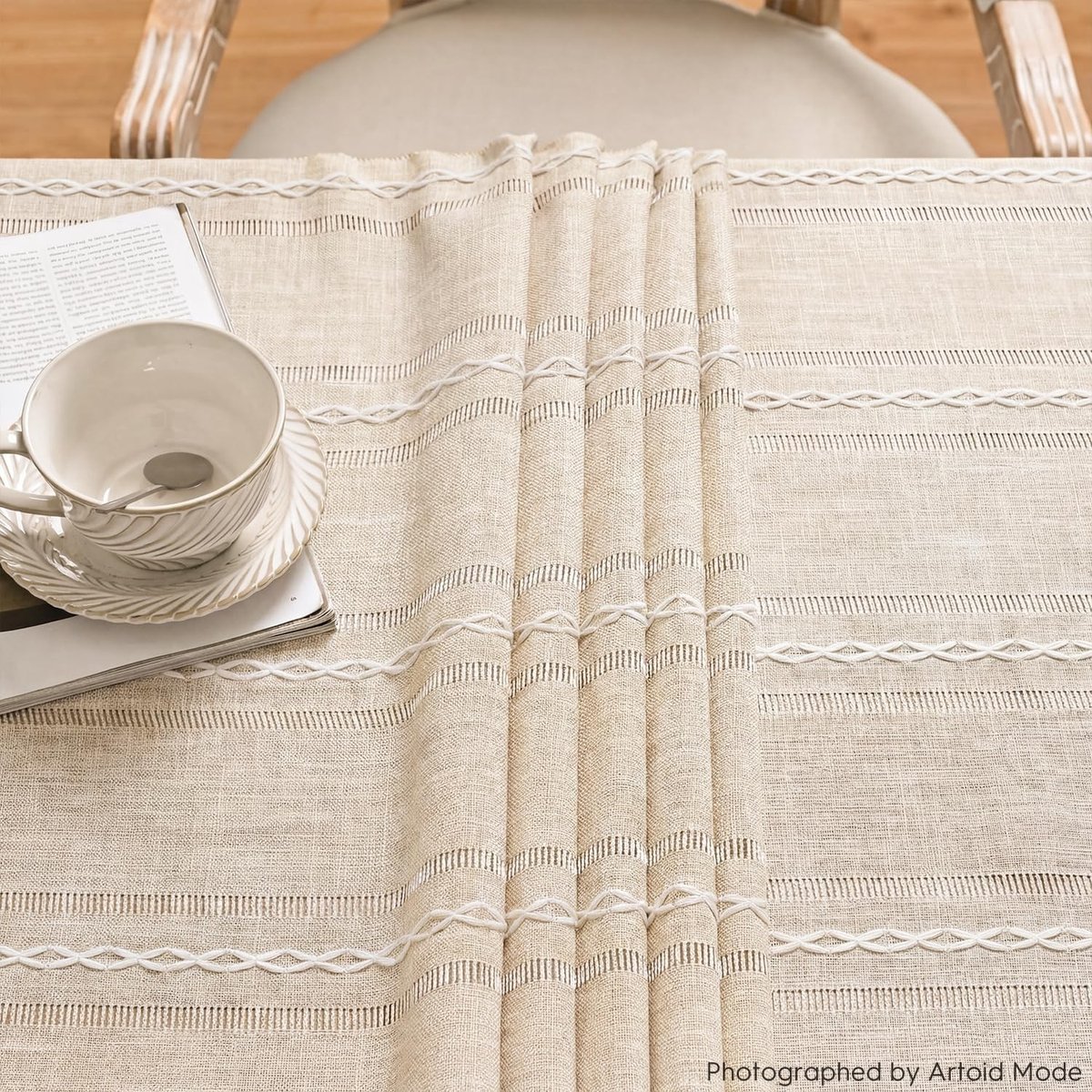 Dailygoods - Boho Beige Tafelkleed van Katoen en Linnen 140x200 cm