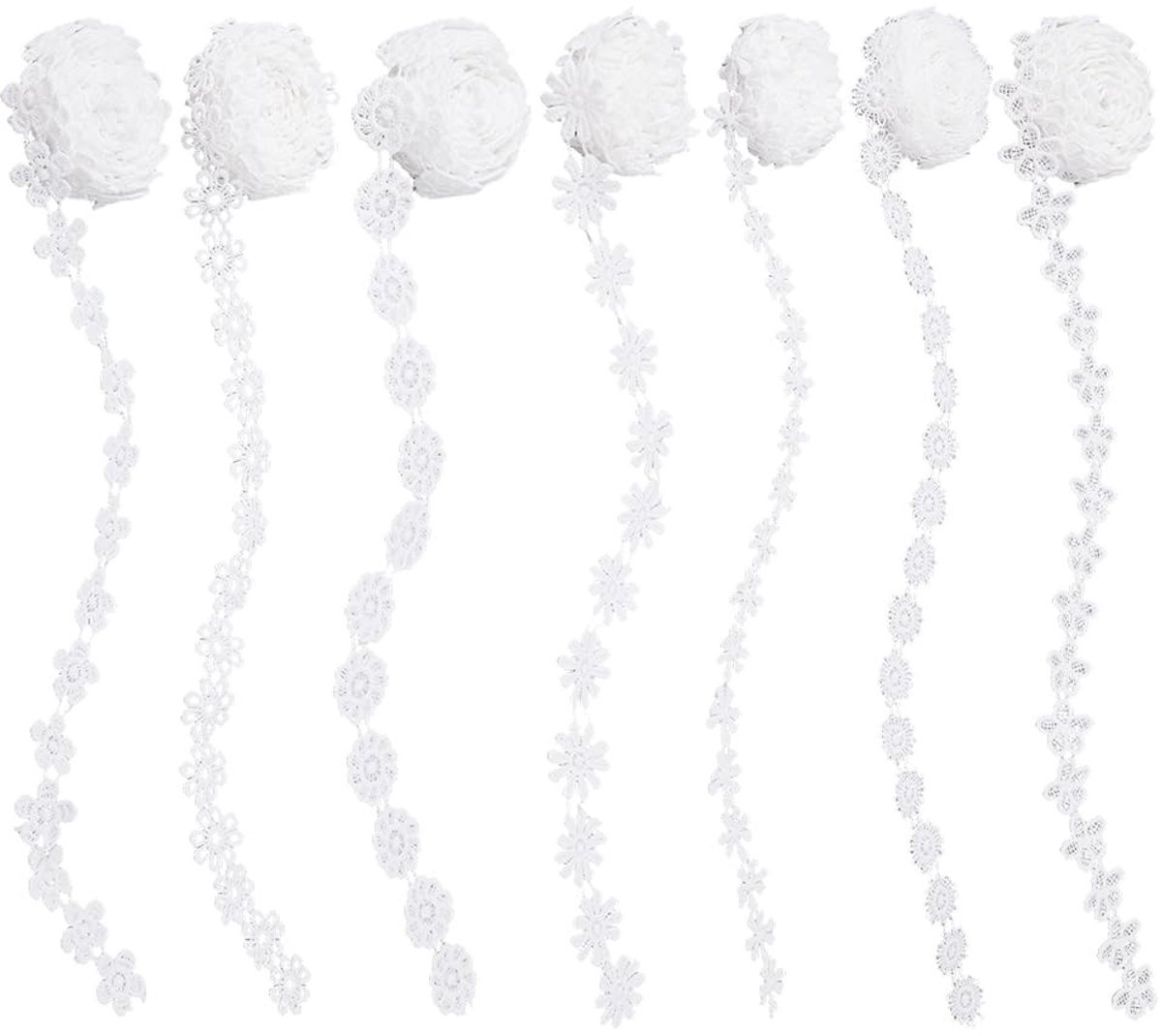 Dailygoods - Witte Bloem Kant Trims 21 Yards voor Naaien en Ambachten