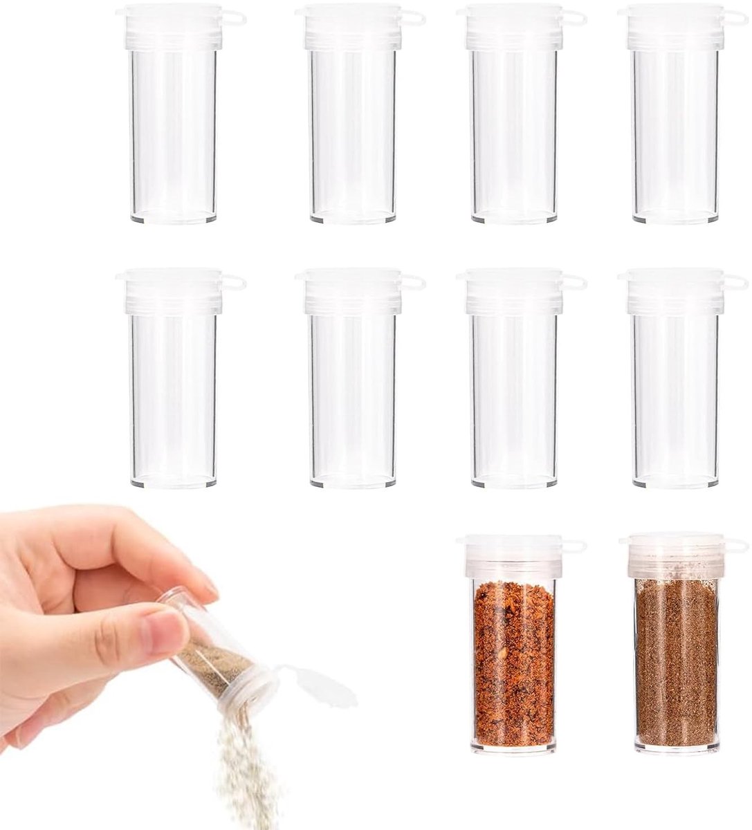 Dailygoods - Set van 10 Mini Zout- en Peper Shakers voor Koken en Kamperen