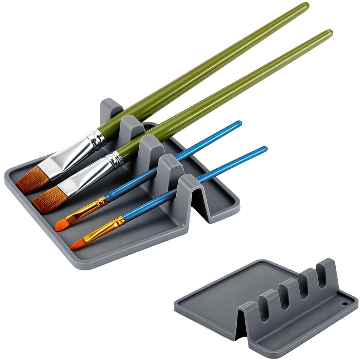 Dailygoods - Set van 2 Siliconen Verfborstelhouders met 8 Sleuven