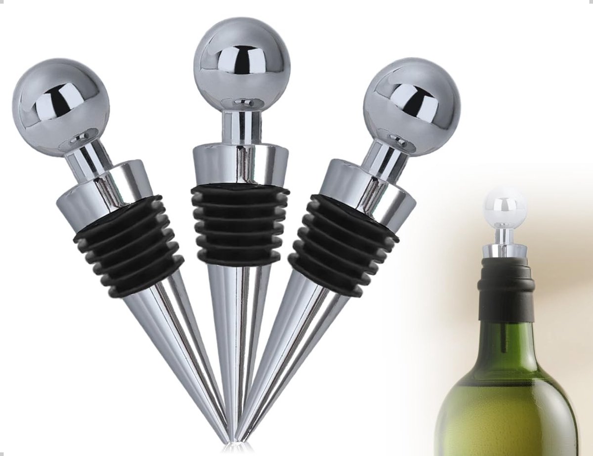 Dailygoods - Set van 3 Herbruikbare Wijnflessendoppen voor Versheid